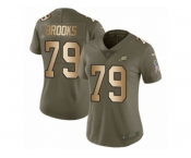 Women Nike Philadelphia Eagles #79 Brandon Brooks Limited Olive Gold 2017 Salute to Service NFL Jersey