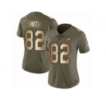 Women Nike Philadelphia Eagles #82 Torrey Smith Limited Olive Gold 2017 Salute to Service NFL Jersey