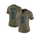 Women Nike Philadelphia Eagles #9 Nick Foles Olive Stitched NFL Limited 2017 Salute to Service Jersey