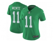 Women's Nike Philadelphia Eagles #11 Carson Wentz Limited Green Rush NFL Jersey