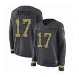 Women's Nike Philadelphia Eagles #17 Alshon Jeffery Limited Black Salute to Service Therma Long Sleeve NFL Jersey