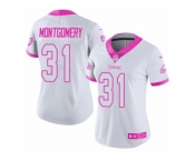 Women's Nike Philadelphia Eagles #31 Wilbert Montgomery Limited White-Pink Rush Fashion NFL Jersey
