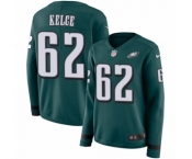Women's Nike Philadelphia Eagles #62 Jason Kelce Limited Green Therma Long Sleeve NFL Jersey
