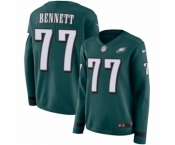 Women's Nike Philadelphia Eagles #77 Michael Bennett Limited Green Therma Long Sleeve NFL Jersey