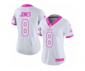Women's Nike Philadelphia Eagles #8 Donnie Jones Limited White-Pink Rush Fashion NFL Jersey