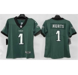 Women's Philadelphia Eagles #1 Jalen Hurts Green New Vapor Untouchable Limited Football Stitched Jersey