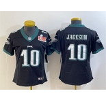 Women's Philadelphia Eagles #10 DeSean Jackson Black 2025 Super Bowl LIX Patch Vapor Untouchable Limited Football Stitched Jersey