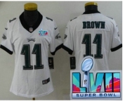 Women's Philadelphia Eagles #11 AJ Brown Limited White Super Bowl LVII Vapor Jersey