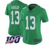 Women's Philadelphia Eagles #13 Nelson Agholor Limited Green Rush Vapor Untouchable 100th Season Football Jersey