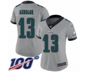 Women's Philadelphia Eagles #13 Nelson Agholor Limited Silver Inverted Legend 100th Season Football Jersey