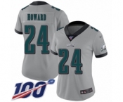 Women's Philadelphia Eagles #24 Jordan Howard Limited Silver Inverted Legend 100th Season Football Jersey