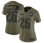 Women's Philadelphia Eagles #26 Saquon Barkley Olive 2025 Salute to Service Limited Stitched Jersey