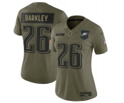 Women's Philadelphia Eagles #26 Saquon Barkley Olive 2025 Salute to Service Limited Stitched Jersey