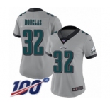 Women's Philadelphia Eagles #32 Rasul Douglas Limited Silver Inverted Legend 100th Season Football Jersey