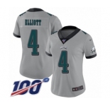 Women's Philadelphia Eagles #4 Jake Elliott Limited Silver Inverted Legend 100th Season Football Jersey