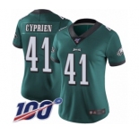 Women's Philadelphia Eagles #41 Johnathan Cyprien Midnight Green Team Color Vapor Untouchable Limited Player 100th Season Football Jersey