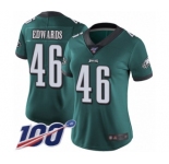 Women's Philadelphia Eagles #46 Herman Edwards Midnight Green Team Color Vapor Untouchable Limited Player 100th Season Football Jersey