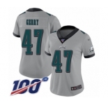 Women's Philadelphia Eagles #47 Nate Gerry Limited Silver Inverted Legend 100th Season Football Jersey