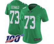 Women's Philadelphia Eagles #73 Isaac Seumalo Limited Green Rush Vapor Untouchable 100th Season Football Jersey