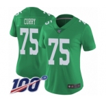 Women's Philadelphia Eagles #75 Vinny Curry Limited Green Rush Vapor Untouchable 100th Season Football Jersey