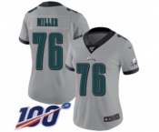 Women's Philadelphia Eagles #76 Shareef Miller Limited Silver Inverted Legend 100th Season Football Jersey