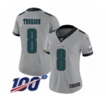 Women's Philadelphia Eagles #8 Clayton Thorson Limited Silver Inverted Legend 100th Season Football Jersey