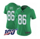 Women's Philadelphia Eagles #86 Zach Ertz Limited Green Rush Vapor Untouchable 100th Season Football Jersey