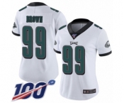 Women's Philadelphia Eagles #99 Jerome Brown White Vapor Untouchable Limited Player 100th Season Football Jersey