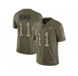 Youth Nike Philadelphia Eagles #11 Carson Wentz Limited Olive Camo 2017 Salute to Service NFL Jersey