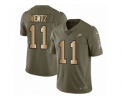 Youth Nike Philadelphia Eagles #11 Carson Wentz Limited Olive Gold 2017 Salute to Service NFL Jersey