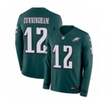 Youth Nike Philadelphia Eagles #12 Randall Cunningham Limited Green Therma Long Sleeve NFL Jersey