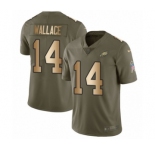 Youth Nike Philadelphia Eagles #14 Mike Wallace Limited Olive Gold 2017 Salute to Service NFL Jersey