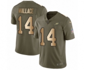 Youth Nike Philadelphia Eagles #14 Mike Wallace Limited Olive Gold 2017 Salute to Service NFL Jersey
