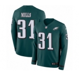 Youth Nike Philadelphia Eagles #31 Jalen Mills Limited Green Therma Long Sleeve NFL Jersey