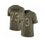 Youth Nike Philadelphia Eagles #73 Isaac Seumalo Limited Olive Camo 2017 Salute to Service NFL Jersey