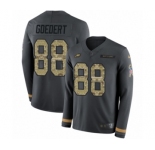 Youth Nike Philadelphia Eagles #88 Dallas Goedert Limited Black Salute to Service Therma Long Sleeve NFL Jersey