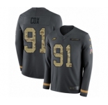 Youth Nike Philadelphia Eagles #91 Fletcher Cox Limited Black Salute to Service Therma Long Sleeve NFL Jersey