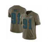 Youth Nike Philadelphia Eagles #91 Fletcher Cox Limited Olive 2017 Salute to Service NFL Jersey
