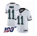 Youth Philadelphia Eagles #11 Carson Wentz White Vapor Untouchable Limited Player 100th Season Football Jersey