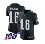 Youth Philadelphia Eagles #16 Mack Hollins Black Alternate Vapor Untouchable Limited Player 100th Season Football Jersey