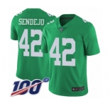 Youth Philadelphia Eagles #42 Andrew Sendejo Limited Green Rush Vapor Untouchable 100th Season Football Jersey