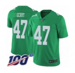 Youth Philadelphia Eagles #47 Nate Gerry Limited Green Rush Vapor Untouchable 100th Season Football Jersey