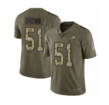 Youth Philadelphia Eagles #51 Zach Brown Limited Olive Camo 2017 Salute to Service Football Jersey