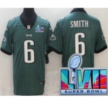 Youth Philadelphia Eagles #6 DeVonta Smith Limited Green Super Bowl LVII Vapor Jersey