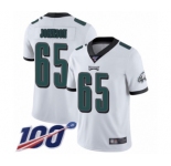 Youth Philadelphia Eagles #65 Lane Johnson White Vapor Untouchable Limited Player 100th Season Football Jersey