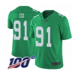 Youth Philadelphia Eagles #91 Fletcher Cox Limited Green Rush Vapor Untouchable 100th Season Football Jersey