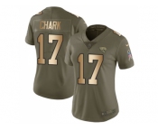 Women Nike Jacksonville Jaguars #17 DJ Chark Olive Gold Stitched NFL Limited 2017 Salute to Service Jersey