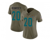Women Nike Jacksonville Jaguars #20 Jalen Ramsey Olive Stitched NFL Limited 2017 Salute to Service Jersey