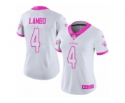 Women Nike Jacksonville Jaguars #4 Josh Lambo Limited White Pink Rush Fashion NFL Jersey