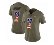 Women Nike Jacksonville Jaguars #7 Chad Henne Limited Olive USA Flag 2017 Salute to Service NFL Jersey
